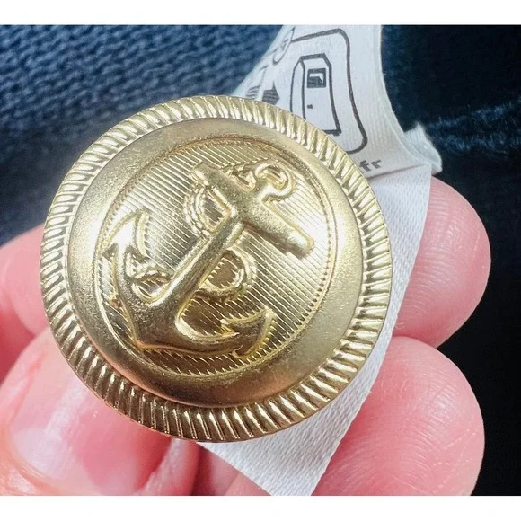 Boden Navy Cardigan Sweater Anchor Gold Buttons Nautical Trim Preppy US 20-22‎ - Picture 5 of 10